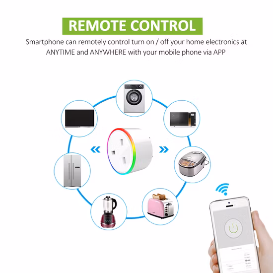 Hot Sell WiFi Smart Plug Power Alexa Remote Voice Control RGB Scene LED Light Home Wall Plug Socket UK