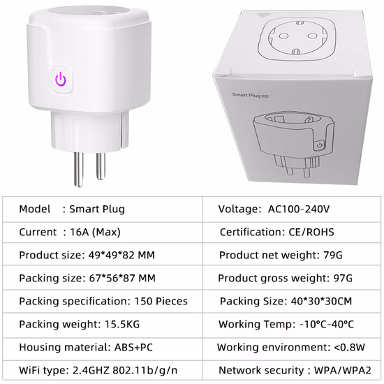 Ebay Amazon Tuya EU Customized Logo Brand Remote Control WiFi Smart Plug