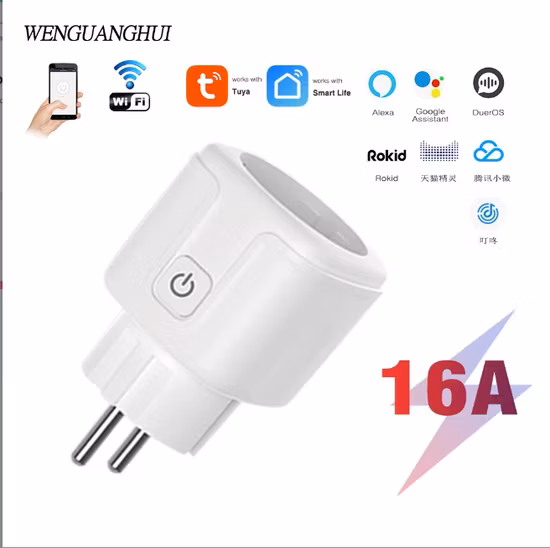 10A 16A EU UK Us Alexa Google Home Tuya Wall Smart Socket Remote Control Mini WiFi Smart Plug